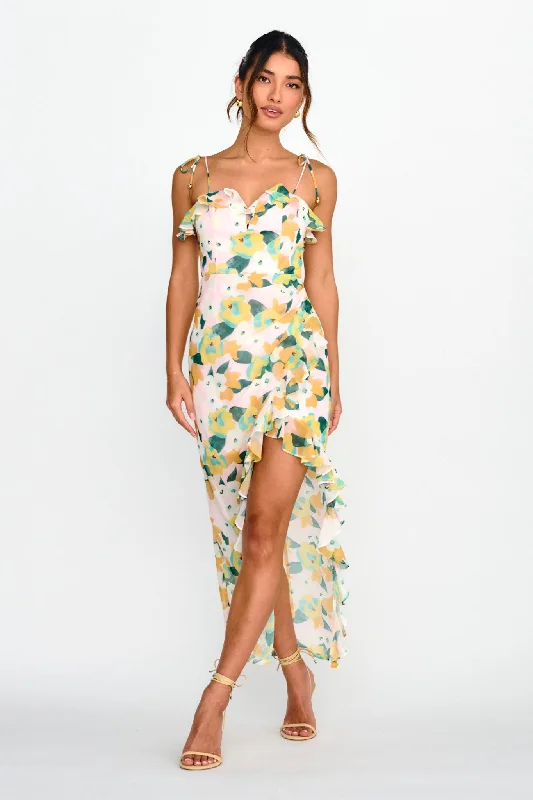 Portofino Cut-Out Split Midi Dress Floral Green Artistic Women's Avant - 