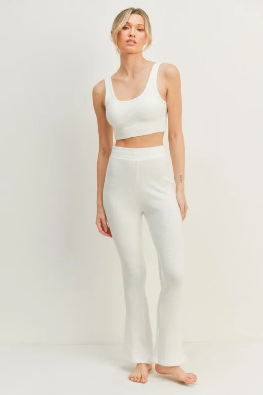 Kimberly C Waffle Tank and High Waist Flare Pants Set Youthful Women's Anime - inspired
