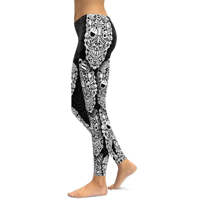 Construction Skull Leggings Sporty Women's Tennis