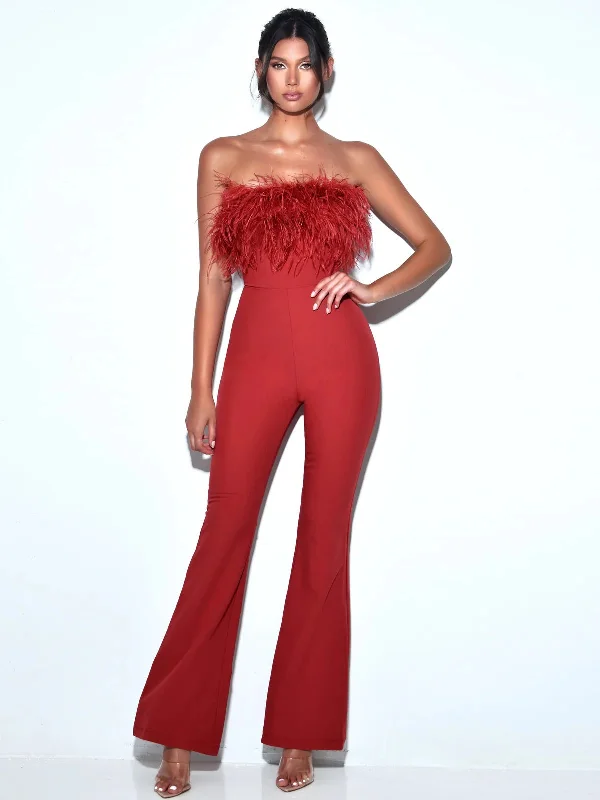 Kylan Burgundy Feather Jumpsuit purpose