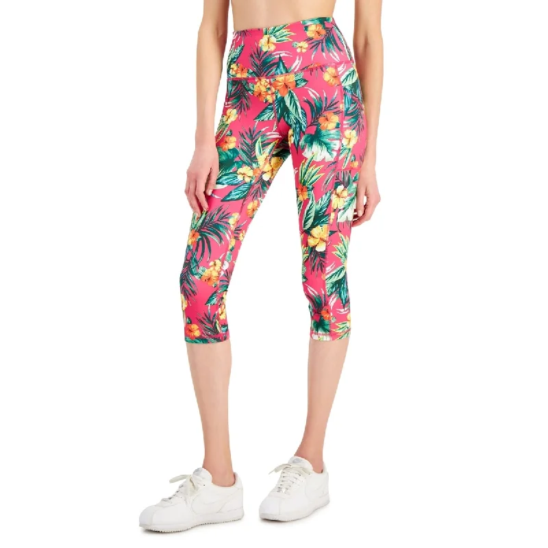 ID Ideology Women's Tropical Side Pocket Cropped Leggings Pink Australian Beach
