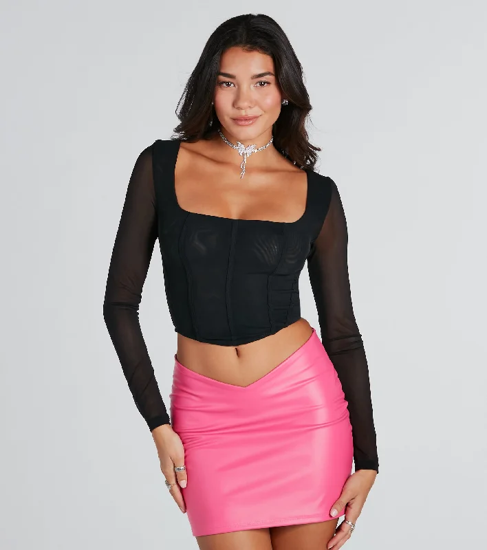 Sultry Mode Long Sleeve Corset Top Minimalist Women's Casual
