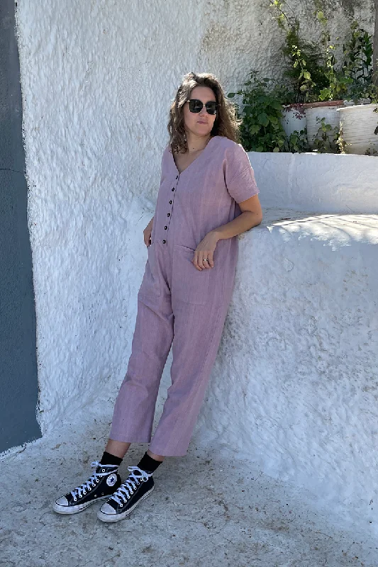Short Sleeve Light Lavender Jumpsuit (XS-XL) Youthful Women's Anime - inspired