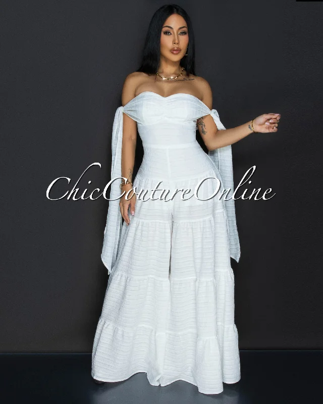 Noelly Off-White Strapless Wide Legs Jumpsuit Artistic Women's Avant - 