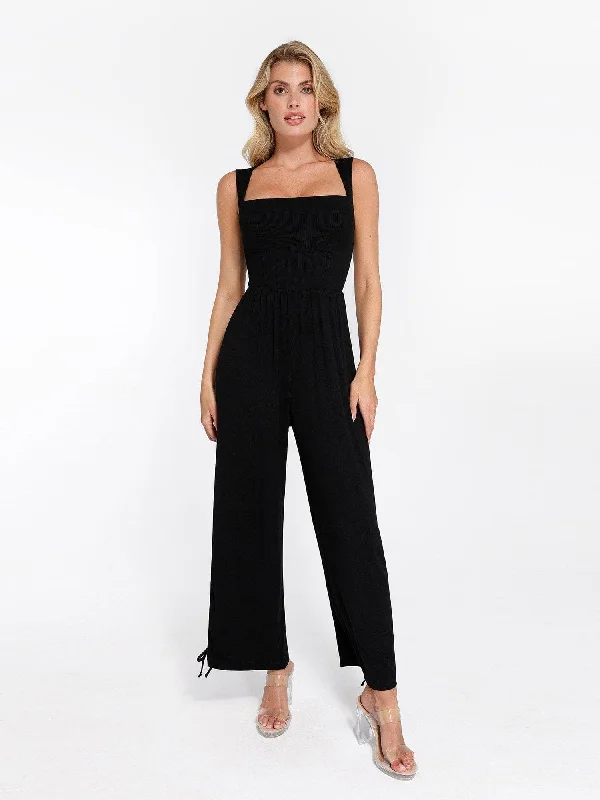 Shapewear Modal Square Neck Tummy Control Wide Leg Jumpsuit performance
