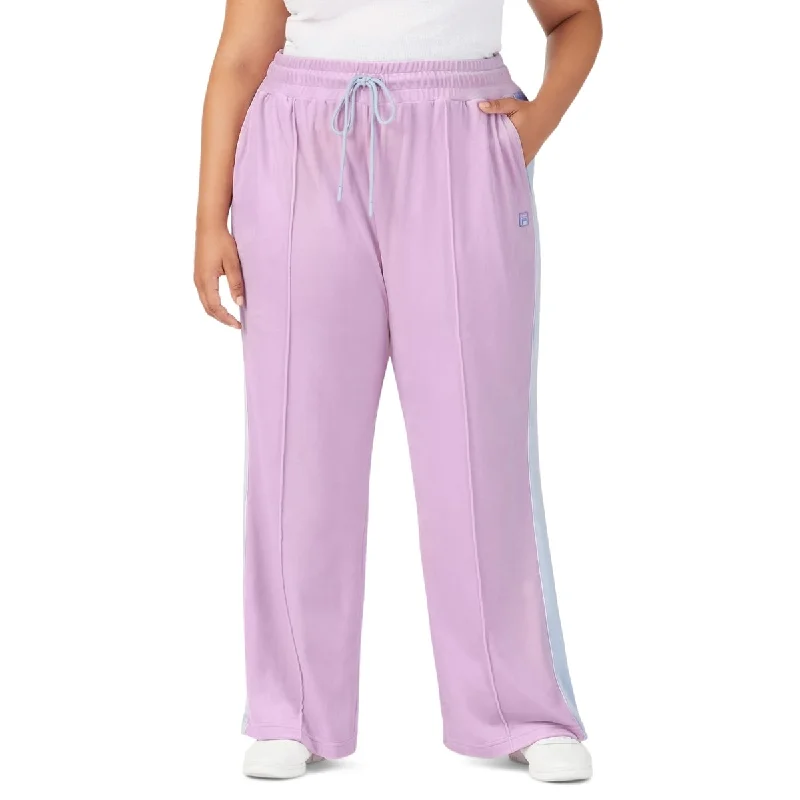 Fila Women's Valery Mid Rise Drawstring Velour Pants Purple Size 1X European