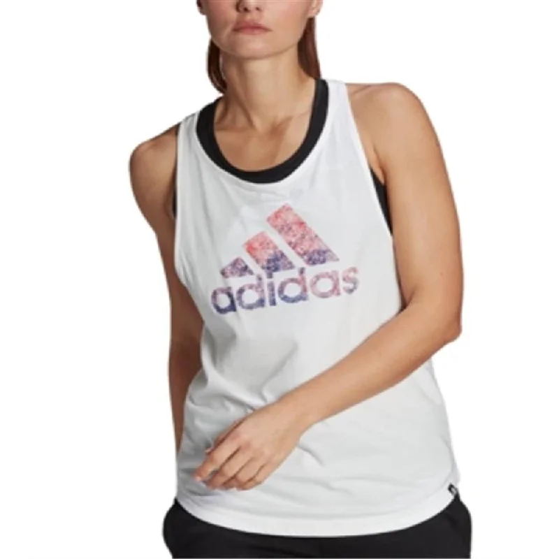adidas Women's Cotton Graphic Tank Top White Size X-Small - XS Traditional Women's 