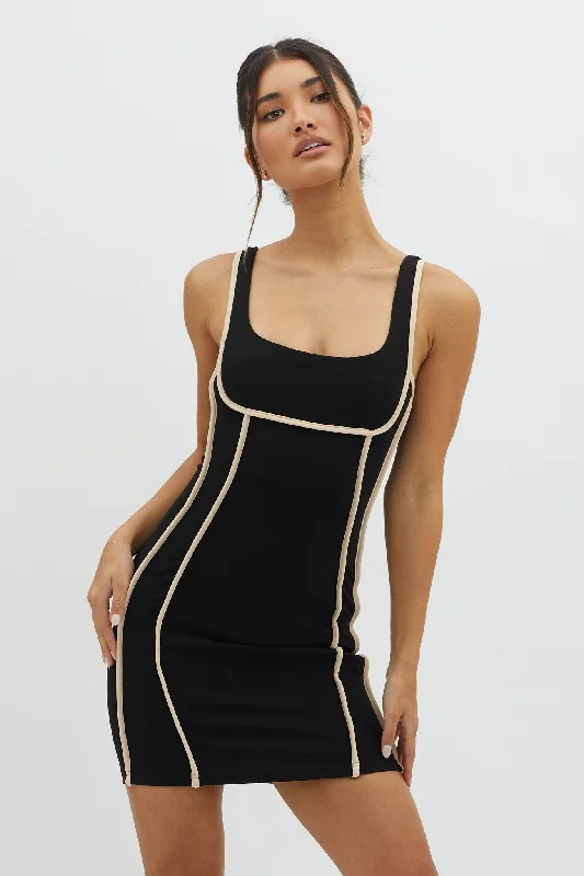 Sunny Coast Piping Trim Mini Dress Black Dynamic Women's Moto