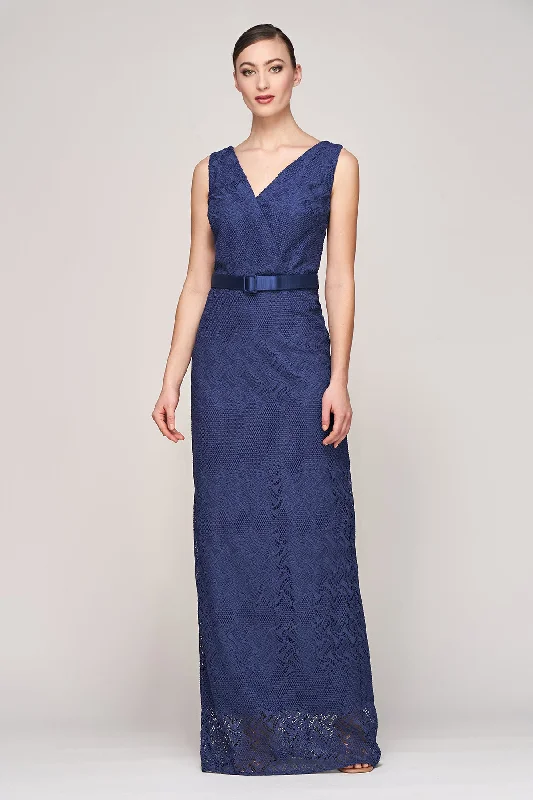 Hendrix Lace Column Gown Laid - back Women's Vibe