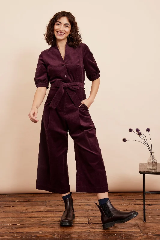 Stella Needlecord Plum Jumpsuit Women