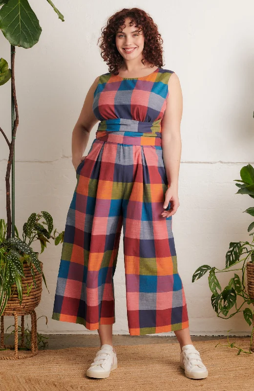 Roberta Festival Plaid Jumpsuit Compression