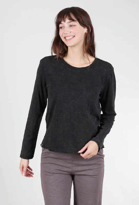 Mineral Dye Cropped Boxy Tee, Black Sustainable Organic