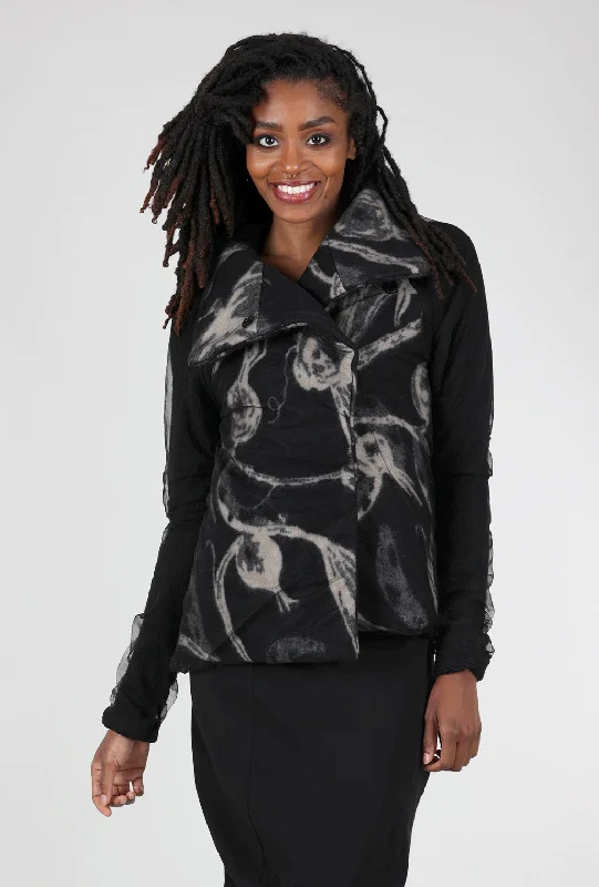 Erte Jacquard Jacket, Black Hip Women's Retro
