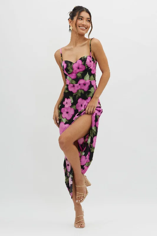Kasha Low Back Maxi Dress Floral Pink Earthy Women's 