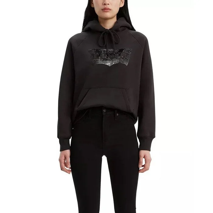 Levi's Women's Sequin Graphic Sport Hoodie Black Size Large Adventure