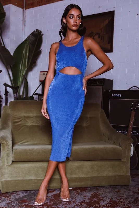 Dominique Cut-Out Twist Midi Dress Blue Refined Women's Classic 