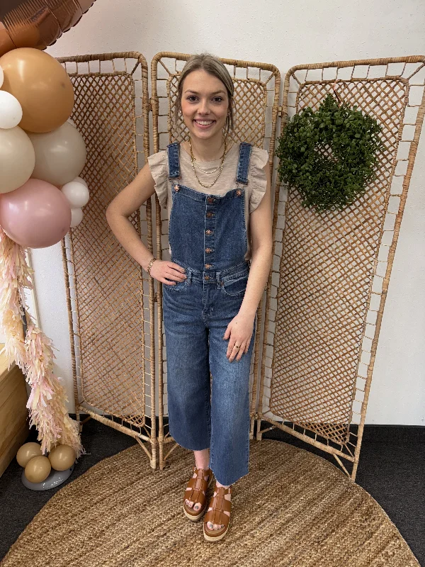 Judy Blue Crop Wide Leg Overall Jeans-Online Only Final Sale Business