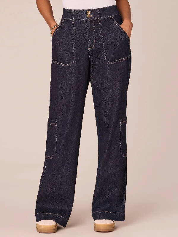 "Ab"solution Skyrise Carpenter Wide Leg Jeans with Drop In Pockets Minimalist Women's Casual "Ab"solution Skyrise Carpenter Wide Leg Jeans with Drop In Pockets Minimalist Women's Casual