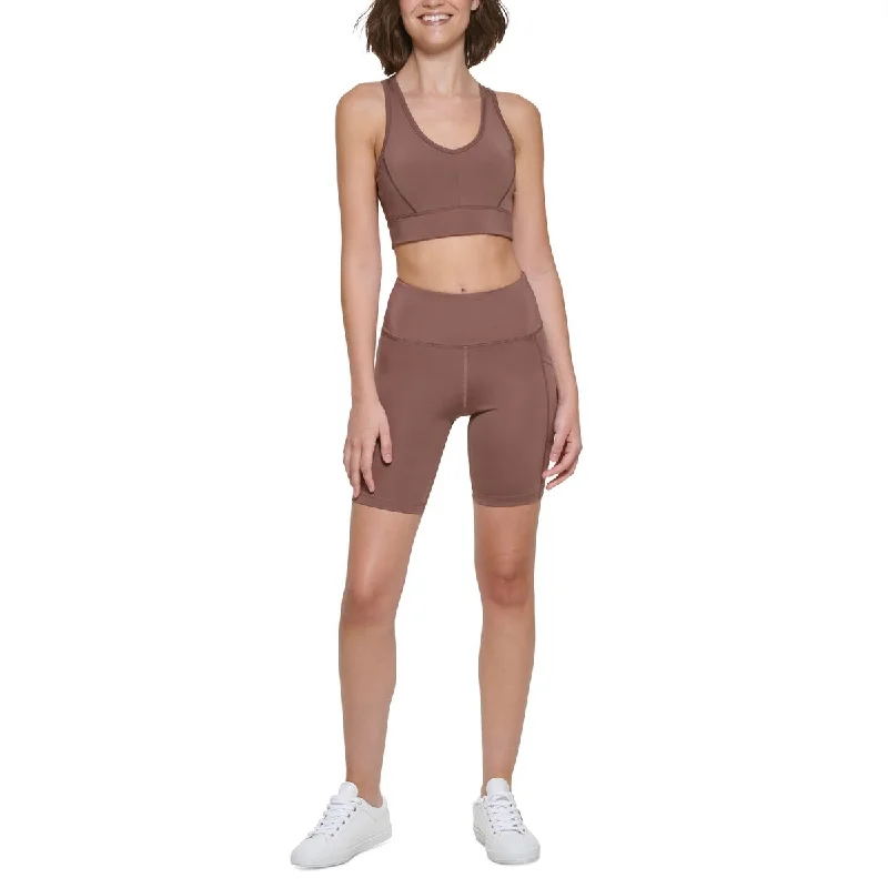 Calvin Klein Women's Medium Impact Sports Bra Brown Size L Polished Women's Silk