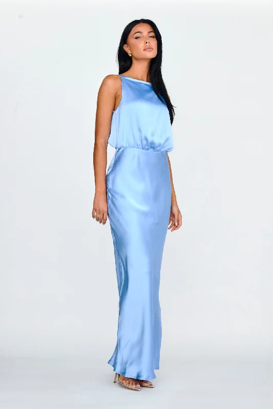 Midnight Hour Side Split Midi Dress Ocean Traditional Women's Wool