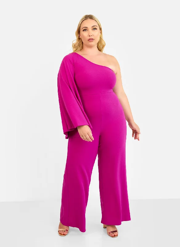 Opal Extreme Single Sleeve Wide Leg Jumpsuit - Magenta performance
