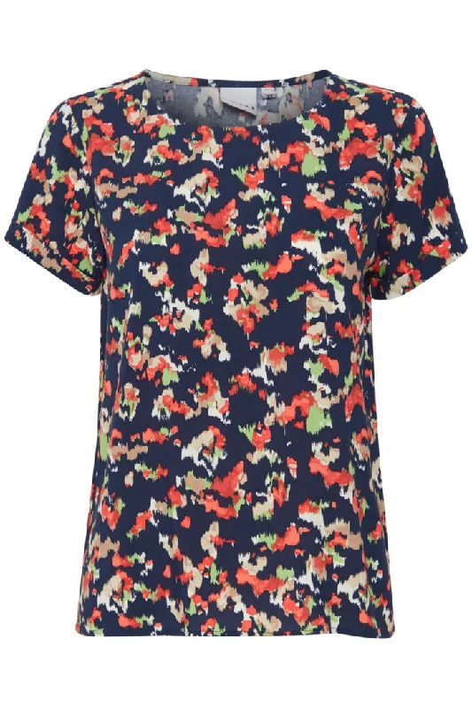 Vera Short Sleeve Top 20 - Total Eclipse Multi Minimalist Women's Casual