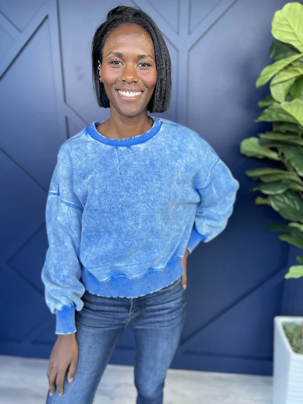 Everyday Sensation Women's Acid Wash Long Sleeve Pullover Country